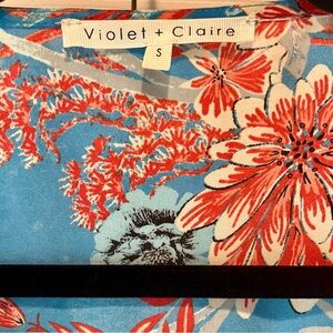 Violet & Claire Red and Blue Floral Wrap  Top